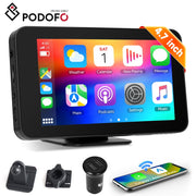 Podofo 4.7-Inch HD 1280x720 Portable Car Stereo with Wireless Apple CarPlay, Android Auto, Bluetooth, FM Transmission, AUX Input