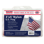 Valley Forge 3x5 Nylon U.S. Flag, Commercial Grade, Sewn Stripes, Embroidered Stars, Brass Grommets, US35N1