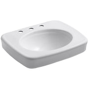 Bancroft Vitreous China Pedestal Sink Basin in White with Overflow Drain