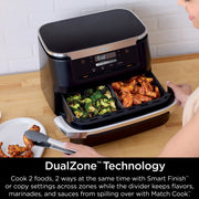 Ninja DZ070 Foodi 4-in-1 DualZone FlexBasket Air Fryer with 7-Qt MegaZone