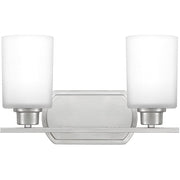Quoizel Pruitt 14 Inch 2 Light Bath Vanity Lighting Fixture, Brushed Nickel, Transitional Style, PRUO8617BN
