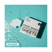 Discover Night Face Wash Sheets, Mess Free, Instantly Dissolves, Natural Ingredients, Aquamarine Green, 25 Pack