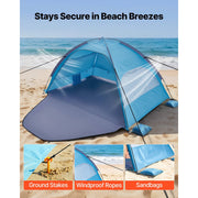 KFFKFF Beach Canopy Tent for 3 People, UPF 50+ Sun Protection, Lightweight Portable Sun Shelter with Carry Bag and Sand Pockets, Easy Setup