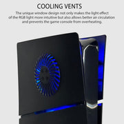 Uberwith Faceplate for PS5 Slim Disc Edition, Black, RGB Light Strip with 400+ LED Effects, Dust Filter, Cooling Vents, Console Cover Kit