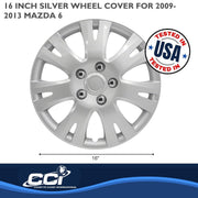 Coast2Coast Automotive Wheel Cover, 16 Inch Silver Plastic, 7 Split Spoke, Set of 4, IWC103216S