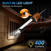 SPBTAR Cordless Caulking Gun, Battery Powered, 10oz Capacity, 4 Adjustable Speeds, Anti-Drip, LED Light, Includes 2x 2.0Ah Batteries and 20 Silicone Caulking Tools, Orange