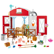 Barbie HYP88 Horse Barn Playset with 25+ Feeding & Grooming Accessories Including 11 Animal Figures