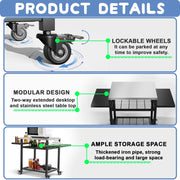 G TALECO GEAR Outdoor Grill Cart, Stainless Steel, Three Shelves, Movable Kitchen Island for BBQ Food Prep