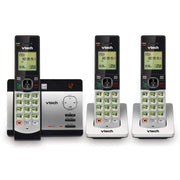 VTech Communications Cordless Phone System, Expandable DECT 6.0 Technology, 3 Handsets, Digital Answering System with 22-Min Recording, Caller ID, Silver/Black