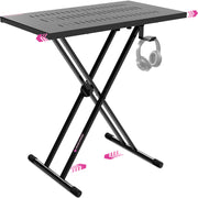 Liquid Stands Expandable DJ Table Stand, Adjustable 32-43 in Length, 27-37 in Height, Heavy-Duty Double-Braced X-Style Steel Frame, Supports 160 lb, Portable Foldable Music Workstation