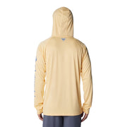 Columbia Men's PFG Terminal Tackle Long Sleeve Fishing Hoodie, Omni-Shade UPF 50, Omni-Wick, Cocoa Butter Bluebell Logo, Medium, 153617