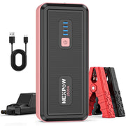 Nexpow 2500A Car Battery Jump Starter, 12V, 12000mAh Portable Power Bank, 3-Mode LED Flashlight, Pink