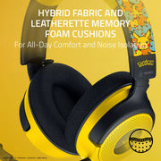 Razer Kraken V4 X Wired Over-Ear Gaming Headset Pokmon Edition, 7.1 Surround Sound, TriForce 40mm Drivers, Retractable Cardioid Mic, Hybrid Memory Foam Cushions, USB Type C & A