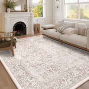 Berthmeer 9'x12' Large Washable Vintage Area Rugs, Brown - Non-Slip