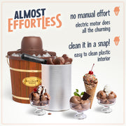 Nostalgia Electric Ice Cream Maker, Parlor Style, 6 Quart Capacity, White and Dark Brown, Automatic Motor NPICM6BR6A