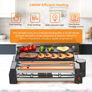 Fohere DR-995M Electric Indoor Raclette Table Grill, 1400W, Flexible Rotating Design, Reversible Nonstick Plate, Black, Serves 8, Includes 8 Warming Trays