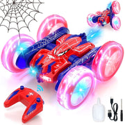 OROLIVING All Terrain Remote Control Car, 360 Stunt Flips, Double-Sided Driving, 2.4GHz Gesture-Sensing Remote, LED Lights, Spray Effects, Rechargeable Battery, Durable Design