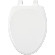 Mayfair 7M1257SLOW 000 Lannon Slow Close Elongated Enameled Wood Toilet Seat in White Adjustable and Never Looosens