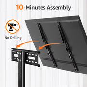 HOMOUNT Universal Tabletop TV Stand w/Tempered Glass Base, Adjustable Height w/5 Levels, Fits 24-60 Inch TVs
