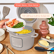 Beautiful Electric Rice Cooker, 14-Cup Cooked Capacity, EverGood Ceramic Nonstick Coating, Porcini Taupe, 8 Presets, Includes Steamer Tray, 19862