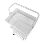 Seville Classics 3 Bin Metal Rolling Storage Utility Cart with Handle, Lockable 2-Inch Swivel Wheels, White