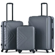 Travelhouse TH1065GR 3 Piece Luggage Set Hardshell Lightweight Suitcase, Gray