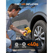 AstroAI C3 Cordless Tire Inflator Air Compressor, 12V Rechargeable Battery Powered, 160 PSI Maximum Pressure, Compact Yellow