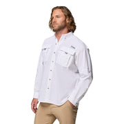 Columbia Mens PFG Bahama II Long Sleeve Fishing Shirt, White, Medium, UPF 30 Sun Protection, Quick-Dry Nylon, Relaxed Fit, 101162