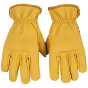 Klein Tools Cowhide Leather Work Gloves, Medium, Gunn Cut Design, Abrasion-Resistant Split Leather Palm, Pull-On Fit, 60603