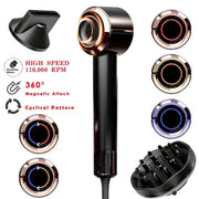 Nicebay Ionic Hair Dryer, 110000 RPM High-Speed Brushless Motor, Travel Mini Hair Dryer with Diffuser and Concentrator, Black