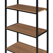 Mainstays MS1525004710001  5-Shelf Metal and Wood Open Bookcase with Arch-Style Top, Warm Walnut Finish