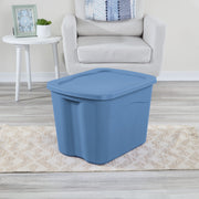 Sterilite 1638-9Z 18 Gallon Plastic Storage Bin with Snap-on Lid, Light Blue, 8 Pack