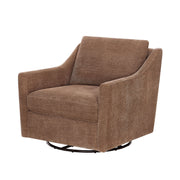 My Texas House MT4534176539001 Roan Swivel Accent Chair with Jackson Sloped Arms, Brown Fabric