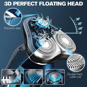 Hoey Electric Shaver Razor for Men, 3 in 1 Men's Cordless LED Display IPX7 Waterproof Nose Hair Beard Trimmer Grooming Kit with Wet Dry Rechargeable Use (Green)