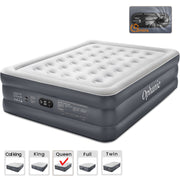 Ophanie Queen Air Mattress, 18-Inch Elevated Inflatable Bed with Built-in Electric Pump, Puncture-Resistant PVC, Waterproof Soft Top, Portable, Gray, AMH3V150