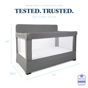 Baby Delight Lunaire Full Size Mesh Baby Crib and Playard with GOTS Certified Organic Cotton Fabric, Breathable Mesh Walls, Tool-Free Assembly, Organic Sage