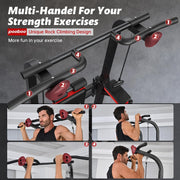 LNOW Multifunction Power Tower with Incline Bench, Rock Climbing Grip, Adjustable Height, Steel Frame, Black, 480 lbs C72201