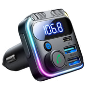 JOYROOM Bluetooth FM Transmitter Car Adapter with Bluetooth 5.3, Dual Fast Charging PD 30W & QC 18W, Hands-Free Calling, RGB LED Lighting, JR-CCB01