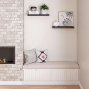 Ballucci Floating Shelf Set of 2, 24 in Long, 6 in Deep, White Engineered Wood with Invisible Metal Brackets, HAFS02W-2