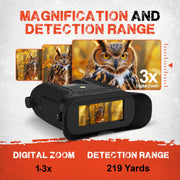 Firefield Hexcore HD Digital Night Vision Binoculars, 1-3x Zoom, 12mm Objective Lens, Built-In HD Video Recorder, 2200mW Infrared Illuminator, Matte Black, FF18001