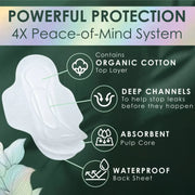 L. Organic Cotton Top Layer Ultra Thin Pads - Overnight Absorbency - 96ct