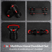 Balancefrom ADWT-4 60LB 4-in-1 Portable Changeable Dumbbell Set, Black/Red