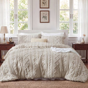 U by Bedsure King Tufted Boho Comforter Set, 3 Pieces, 04 Linen, Natural