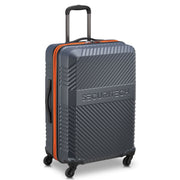 Securitech 40400682011  Patrol 27 Medium Checked Hardside Spinner Luggage, Lightweight Durable Scratch-Resistant ABS Shell, Expandable with Divider Pockets, Charcoal with Orange Accent, 40400682011