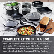 Granite Stone 8103 20 Piece Complete Cookware & Bakeware Set, Black