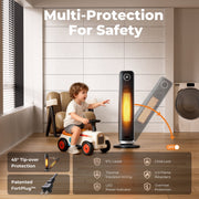 Happinter Patbrela 25-Inch Ceramic Space Heater, 1500W, 4 Heat Settings, Remote Control, 75 Oscillation, ECO Mode, 12H Timer, Quiet Operation