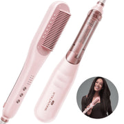 Wavytalk B390 Pro Steam Hair Straightener Brush, Hydro-Infusion Technology, Anti-Scald Design, Pink, 12 in, 4 Temperature Settings