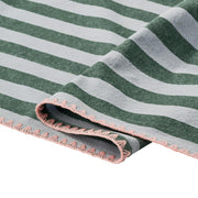 Beautiful Home by Drew Barrymore Yarn Dyed Stripe Whipstitch Fabric Tablecloth, Thyme Blue, 84 in x 60 in, Cotton