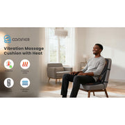 Comfier CF-2517-WM Vibration Back Massager with Heated Seat Cushion, Portable Chair Pad for Home, Office, Car, Black