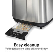 Hamilton Beach Luxe 2-Slice Toaster, Stainless Steel, Extra-Wide Slots, Bagel, Defrost, Toast Boost, Seven Shade Settings, Slide-Out Crumb Tray, Model 22824